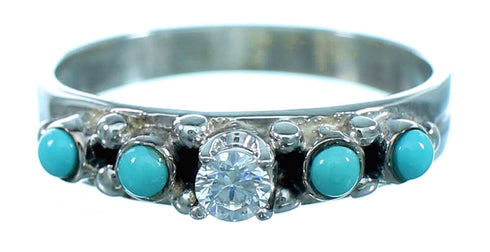Cubic Zirconia Sterling Silver Turquoise Wedding Ring Size 6 LX113217