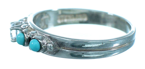 Cubic Zirconia Sterling Silver Turquoise Wedding Ring Size 6 LX113217