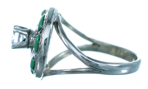 Turquoise Cubic Zirconia Genuine Sterling Silver Ring Size 5-3/4 LX113244