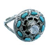 Turquoise Inlay Genuine Sterling Silver Cubic Zirconia Ring Size 6 LX113250