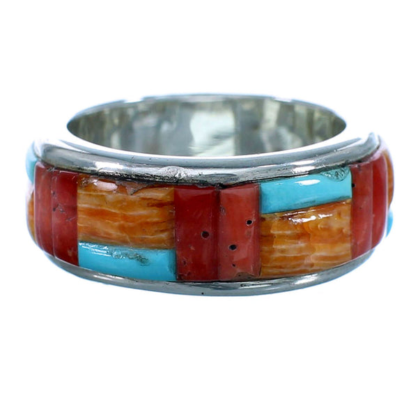 Oyster Shell Multicolor Inlay Sterling Silver Ring Size 7-1/2 LX113259