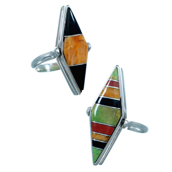 Reversible Turquoise Inlay Multicolor Sterling Silver Ring Size 5 LX113263