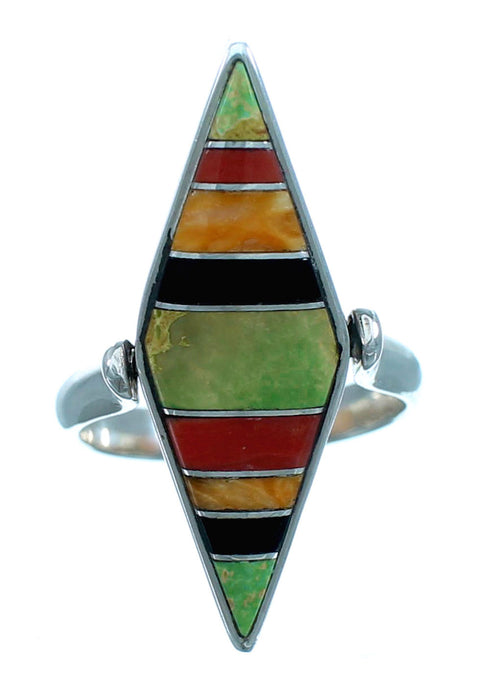 Reversible Turquoise Inlay Multicolor Sterling Silver Ring Size 5 LX113263