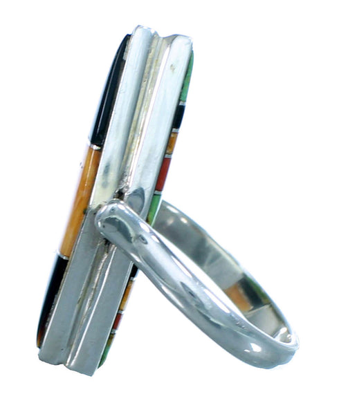 Reversible Turquoise Inlay Multicolor Sterling Silver Ring Size 5 LX113263