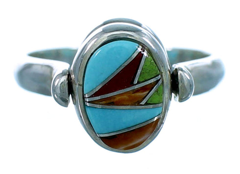 Turquoise Multicolor Inlay Reversible Ring Size 4-3/4 LX113264