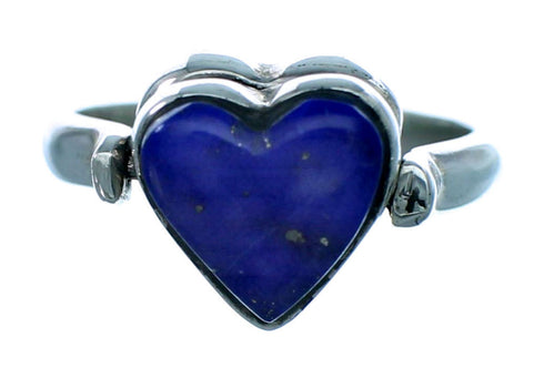 Lapis Turquoise Reversible Sterling Silver Heart Ring Size 4-3/4 LX113267