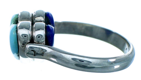 Lapis Turquoise Reversible Sterling Silver Heart Ring Size 4-3/4 LX113267