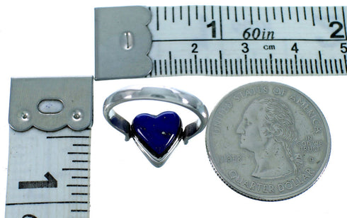 Lapis Turquoise Reversible Sterling Silver Heart Ring Size 4-3/4 LX113267