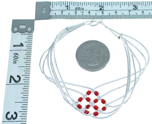 Hand Strung Liquid Sterling Silver Coral Basket Weave Bracelet LS179CR