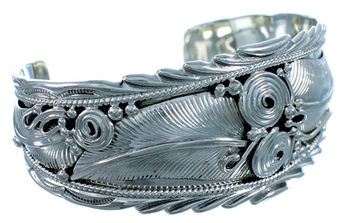 Navajo Indian Scalloped Leaf Sterling Silver Cuff Bracelet SX113854