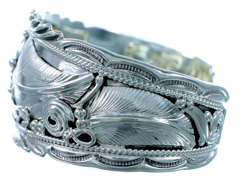 Navajo Indian Scalloped Leaf Sterling Silver Cuff Bracelet SX113854