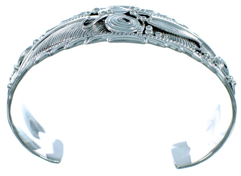 Navajo Indian Scalloped Leaf Sterling Silver Cuff Bracelet SX113854