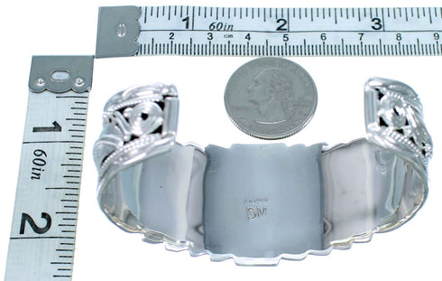 Navajo Indian Scalloped Leaf Sterling Silver Cuff Bracelet SX113854