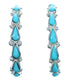Zuni Genuine Sterling Silver Turquoise Post Hoop Earrings RX113843