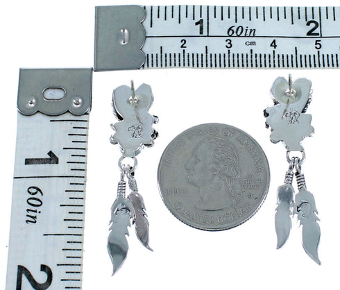 Coral Sterling Silver Feather Eagle Native American Post Dangle Earrings RX113899