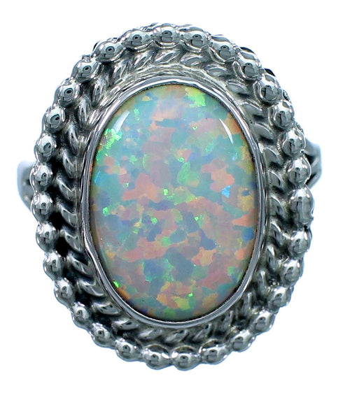Navajo Indian Opal Sterling Silver Ring Size 5-3/4 LX113866
