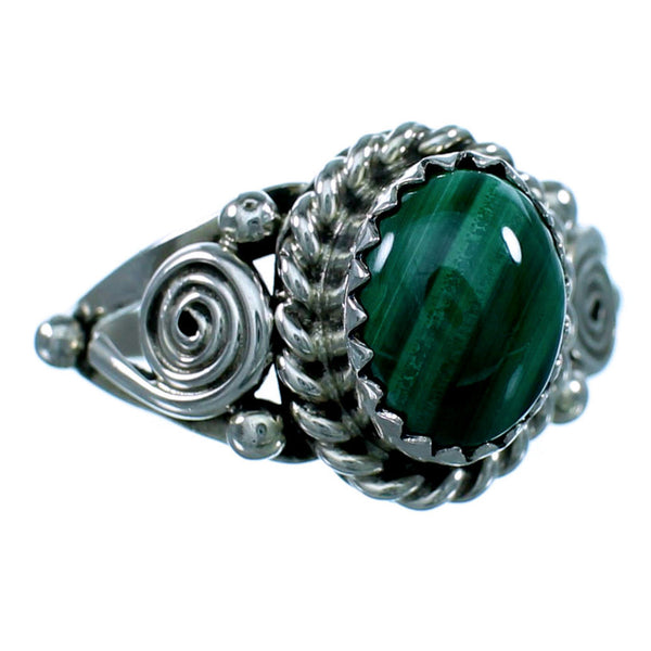 Sterling Silver Malachite Navajo Indian Ring Size 7-3/4 LX113968