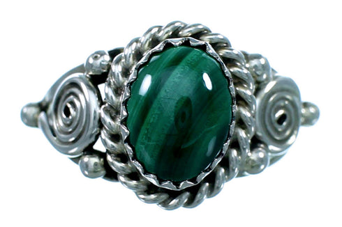 Sterling Silver Malachite Navajo Indian Ring Size 7-3/4 LX113968