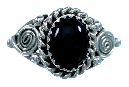 American Indian Sterling Silver Onyx Ring Size 6-3/4 LX113977