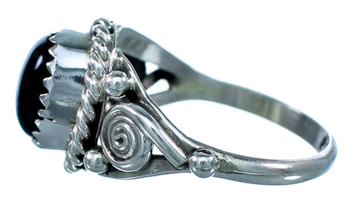 American Indian Sterling Silver Onyx Ring Size 6-3/4 LX113977