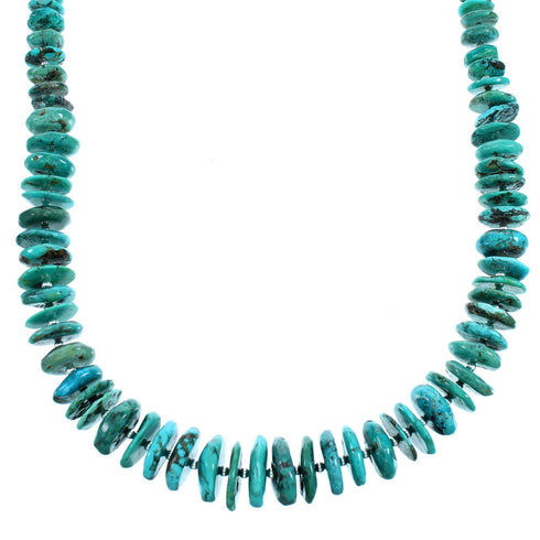 Navajo Sterling Silver Turquoise Bead Necklace RX114009
