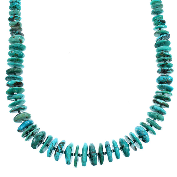 Navajo Sterling Silver Turquoise Bead Necklace RX114009