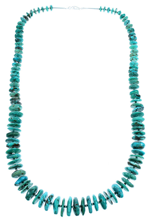 Navajo Sterling Silver Turquoise Bead Necklace RX114009