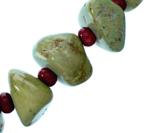 Sterling Silver Turquoise Coral American Indian Bead Necklace RX114012