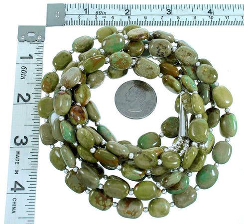 Turquoise 3-Strand Sterling Silver Bead Necklace RX114014