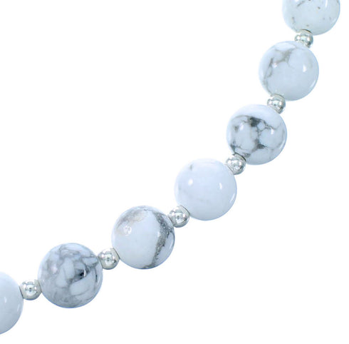 Authentic Sterling Silver American Indian Onyx Howlite Bead Necklace And Earrings LX114022