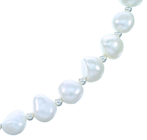 Onyx Fresh Water Pearl Navajo Sterling Silver Bead Necklace And Earrings LX114023