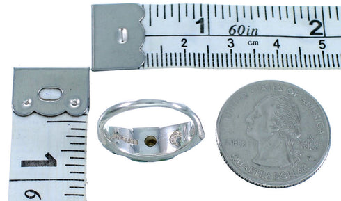 Southwest Sterling Silver Cubic Zirconia And Turquoise Ring Size 6-3/4 LX114028