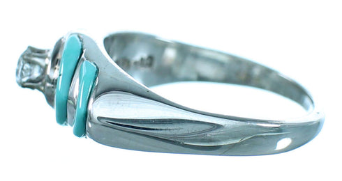 Turquoise And Cubic Zirconia Sterling Silver Southwest Ring Size 5-1/2 LX114029