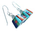 Southwest Genuine Sterling Silver Multicolor Inlay Hook Dangle Earrings LX114034