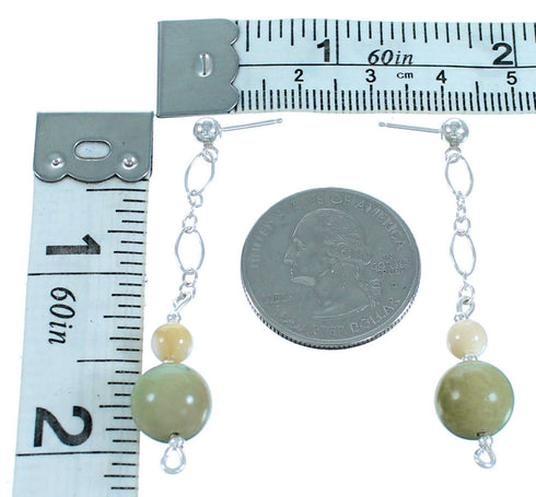 Turquoise Pineapple Jasper Sterling Silver Bead Post Dangle Earrings RX114075