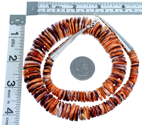 Purple And Orange Oyster Shell Genuine Sterling Silver Bead Necklace RX114151