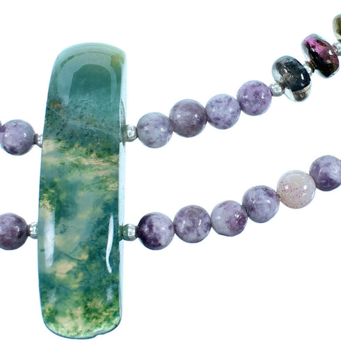 Multicolor Sterling Silver Southwest Bib Style 2-Strand Bead Necklace RX114164