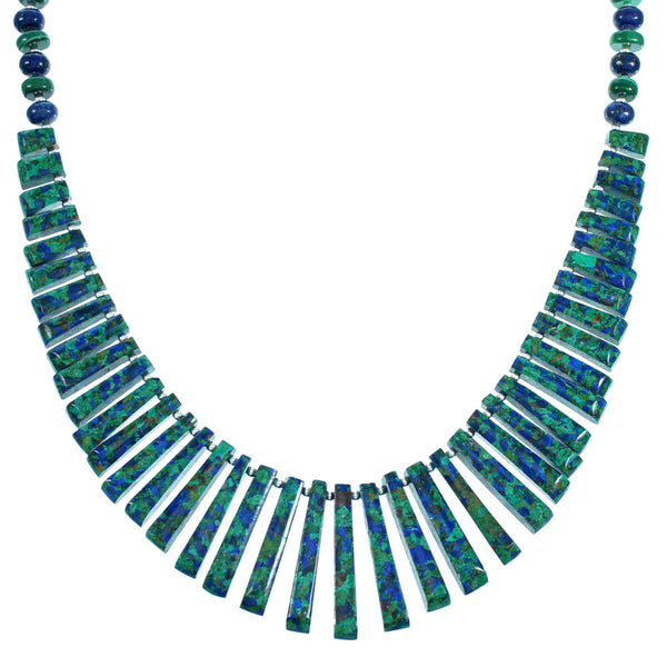 Authentic Sterling Silver Azurite Southwest Bead Necklace RX114168