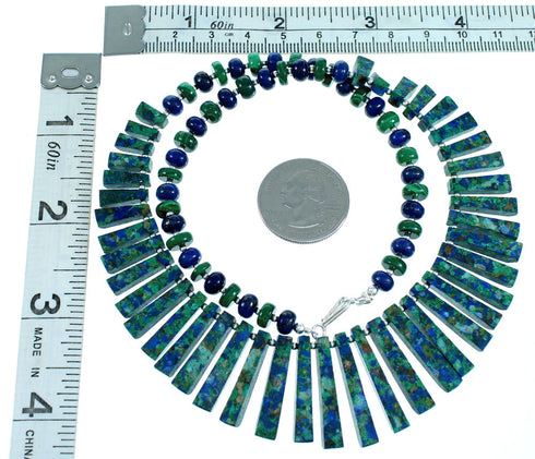 Authentic Sterling Silver Azurite Southwest Bead Necklace RX114168