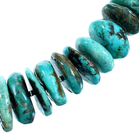 Genuine Sterling Silver Turquoise And Oyster Shell Southwest Bead Necklace LX114201