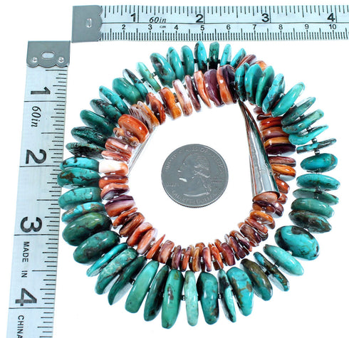 Genuine Sterling Silver Turquoise And Oyster Shell Southwest Bead Necklace LX114201