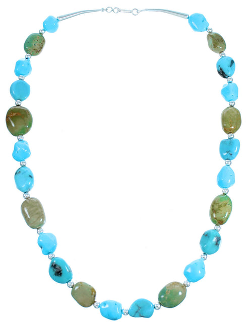 Southwestern Turquoise Sterling Silver Bead Necklace LX114242