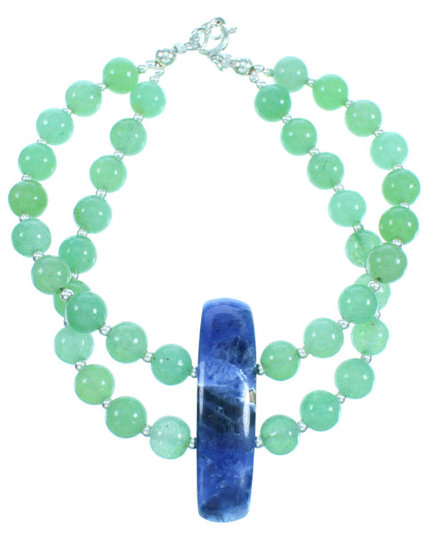 Sterling Silver Turquoise And Charoite Ariel Bead Necklace Set LX114350