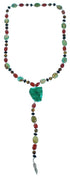 Multicolor Sterling Silver Feather Southwestern Lariat Bead Necklace RX114213