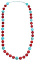 Turquoise Coral Sterling Silver Southwest Bead Necklace RX114223
