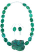 Chrysocolla Sterling Silver Bead Necklace Earrings Set RX114232