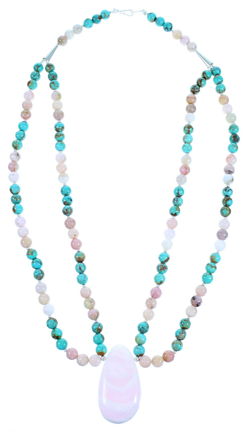Multicolor Sterling Silver 2-Strand Bib Bead Necklace RX114233