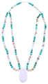 Multicolor Sterling Silver 2-Strand Bib Bead Necklace RX114233