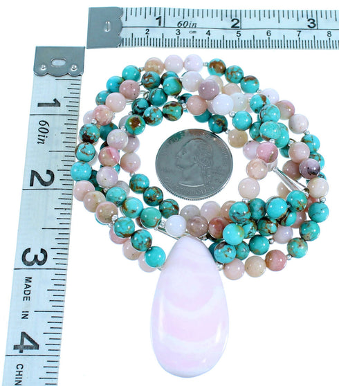 Multicolor Sterling Silver 2-Strand Bib Bead Necklace RX114233