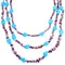 Turquoise Purple Oyster Shell Sterling Silver 3-Strand Bead Necklace RX114259